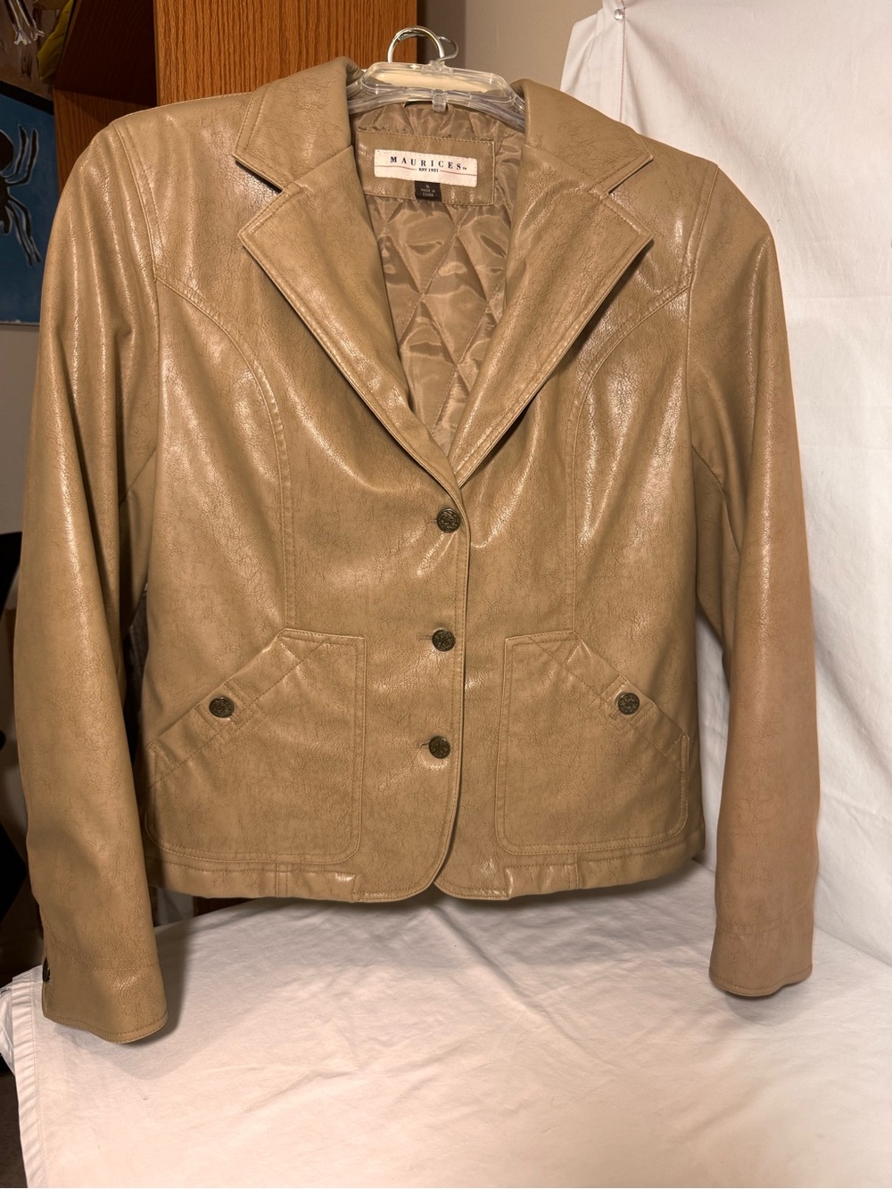 Maurices Light Brown Faux Leather Blazer Jacket